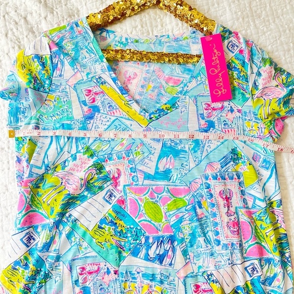 NWT Lilly Pulitzer WISH YOU WERE HERE Etta Tee Shirt - Picture 10 of 11